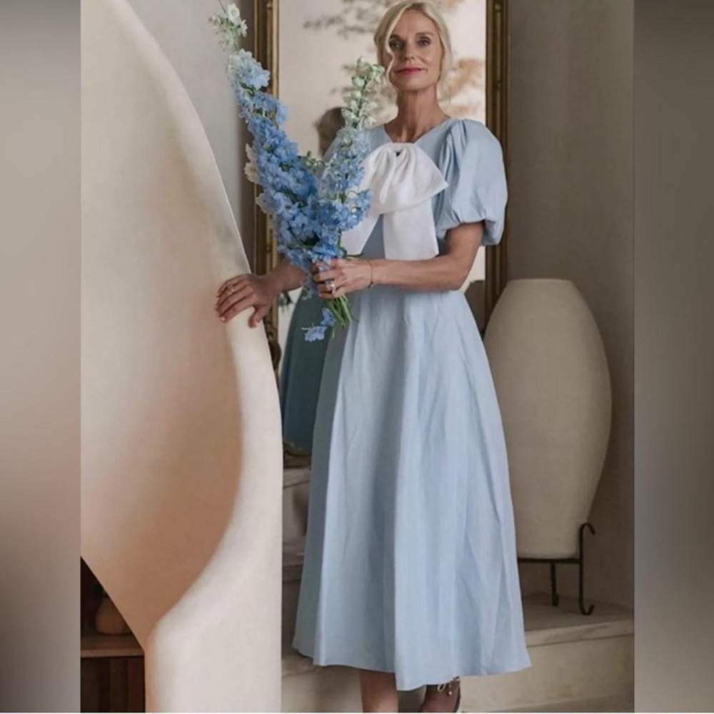 Antonio Melani x Jennifer Sumko Kathleen Cut Out Tie Neck Puff Sleeve Maxi Dress
